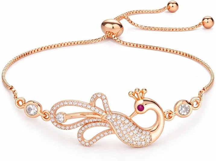 Pulsera Nilu’s Collection de pavo real con cierre deslizante, oro rosa