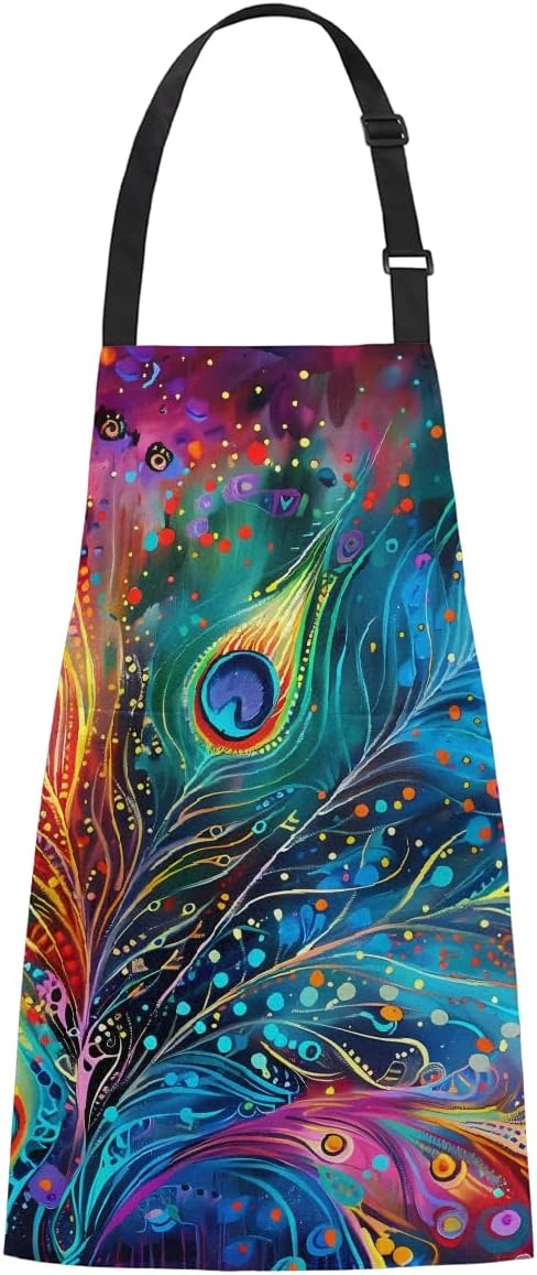 Delantal de plumas multicolor con cuello ajustable